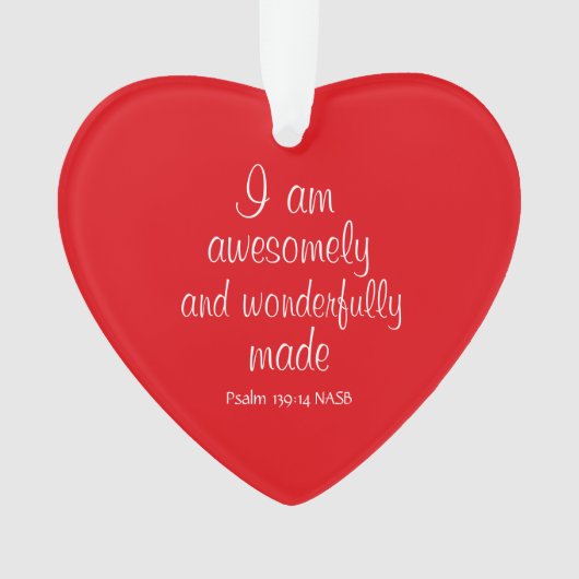 Red Positive Biblical Affirmation Heart オーナメント (正面)