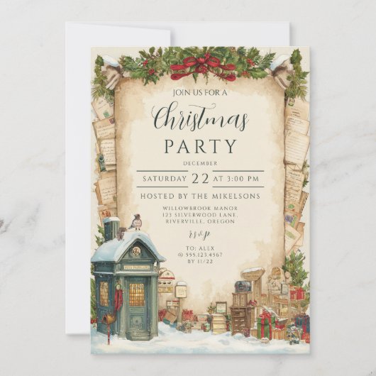 Red Postbox Winter Holiday 招待状 (正面)