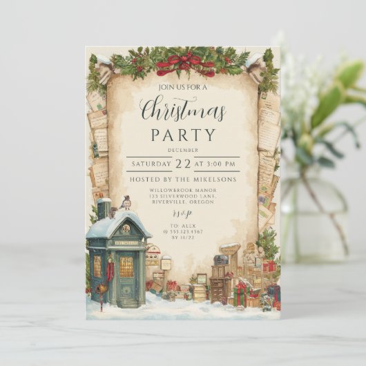 Red Postbox Winter Holiday 招待状 (スタンド正面)