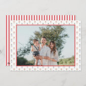 Red Preppy Christmas Garland Nutcracker 2 Photos シーズンカード (正面/裏面)