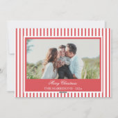 Red Preppy Christmas Garland Nutcracker 2 Photos シーズンカード (裏面)