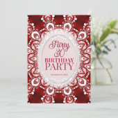 Red Princess Fractal Lace Flirty 30 Birthday Party 招待状 (スタンド正面)