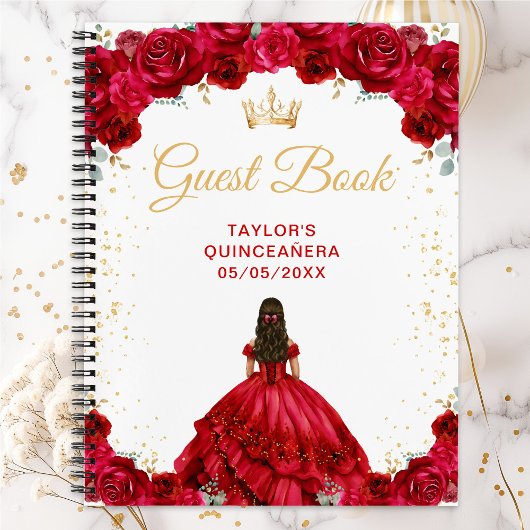 Red Princess Quinceañera Guest Book ノートブック