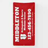 Red Promotional Business Banner with Logo 横断幕 (縦)