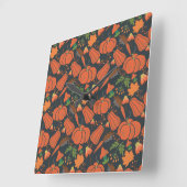 Red pumpkin seamless pattern and carrots スクエア壁時計 (傾斜)