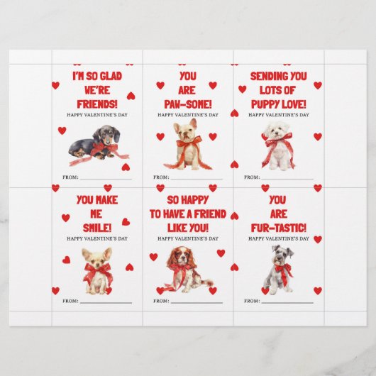 Red Puppy Valentine’s Day Cards for Kids Classroom レターヘッド (正面)