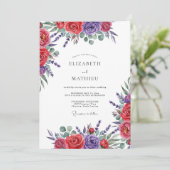 Red Purple Floral Romance Wedding 招待状 (スタンド正面)