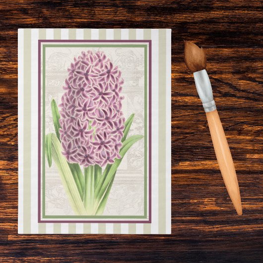 Red Purple Hyacinth n Gold Stripes Botanical Art  薄葉紙