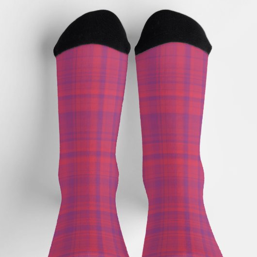 Red Purple Plaid Pattern ソックス (上部)