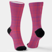 Red Purple Plaid Pattern ソックス (傾斜あり)