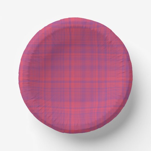 Red Purple Plaid Pattern ペーパーボウル (正面)