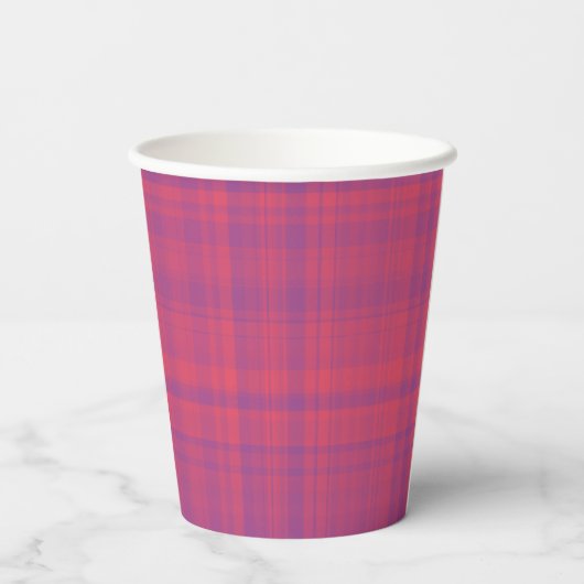 Red Purple Plaid Pattern 紙コップ (裏面)