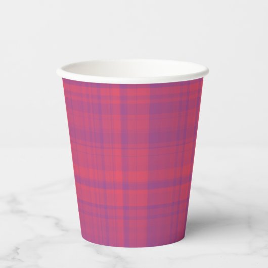 Red Purple Plaid Pattern 紙コップ (正面)