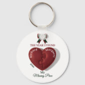 Red Puzzle Heart Missing Piece Custom Couple Names キーホルダー (正面)