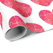 Red puzzle hearts, watercolor seamless pattern ラッピングペーパー (ロールコーナー)