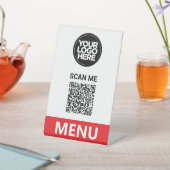 Red Qr Code Menu | Logo Contactless Modern 台座サイン (インサイチュ)