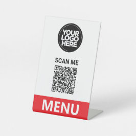 Red Qr Code Menu | Logo Contactless Modern 台座サイン