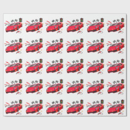 Red Race Car "Beep Beep" Personalized Party Paper  ラッピングペーパー