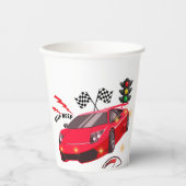 Red Race Car "Beep Beep" Personalized Party Paper  紙コップ (正面)