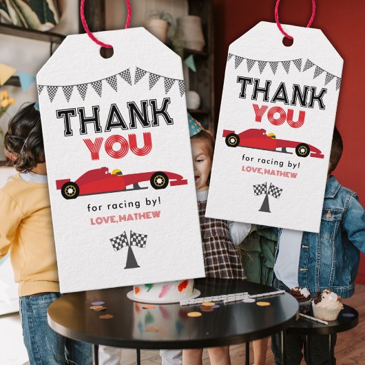 Red Race Car Birthday Any Birthday Party  ギフトタグ