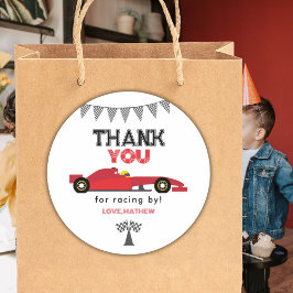 Red Race Car Birthday Any Birthday Party  ラウンドシール