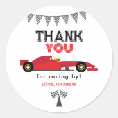 Red Race Car Birthday Any Birthday Party ラウンドシール (正面)