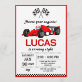 Red Race Car Birthday Party 招待状 (正面)