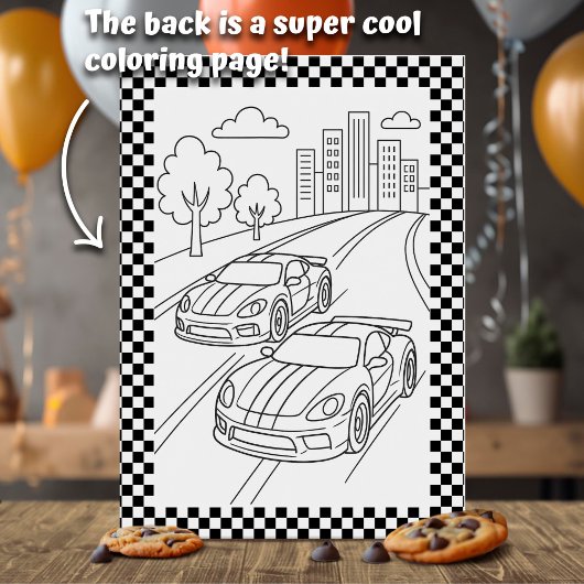 Red Race Car Birthday Party 招待状