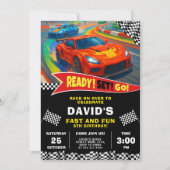 Red Race Car Birthday Party 招待状 (正面)