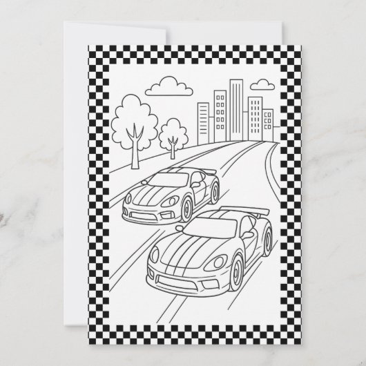 Red Race Car Birthday Party 招待状 (裏面)