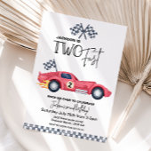 Red Race car TWO FAST Birthday invitation 招待状