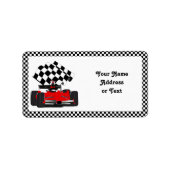 Red Race Car with Checkered Flag ラベル (正面)