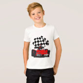 Red Race Car with Checkered Flag Tシャツ (正面フル)