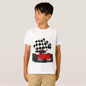 Red Race Car with Checkered Flag Tシャツ (正面フル)