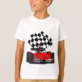 Red Race Car with Checkered Flag Tシャツ