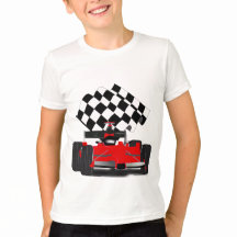 Red Race Car with Checkered Flag