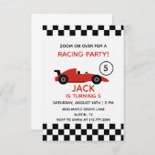 Red Racing Car Birthday • Boys Race Party 招待状 (正面/裏面)