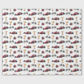 Red Racing Car Birthday Wrapping Paper ラッピングペーパー (フラット)