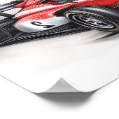 Red Racing Car Boys Birthday Welcome Poster ポスター (角)