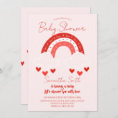 Red Rainbow baby shower  招待状 (正面/裏面)