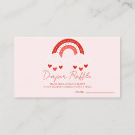 Red Rainbow baby shower Diaper Raffle エンクロージャーカード