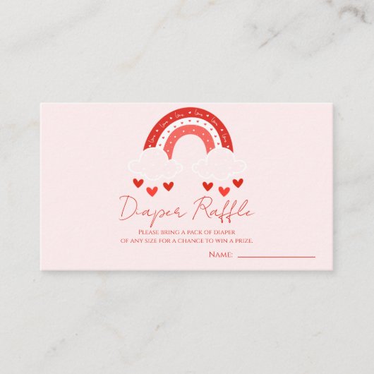 Red Rainbow baby shower Diaper Raffle エンクロージャーカード (正面)