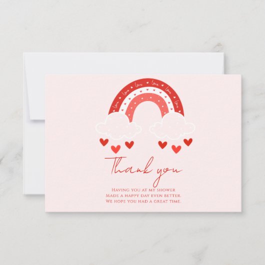 Red Rainbow baby shower thank you サンキューカード (正面)