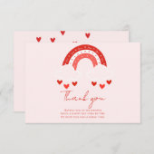 Red Rainbow baby shower thank you サンキューカード (正面/裏面)