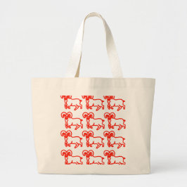 Red Ram Pattern Tote Bag ラージトートバッグ