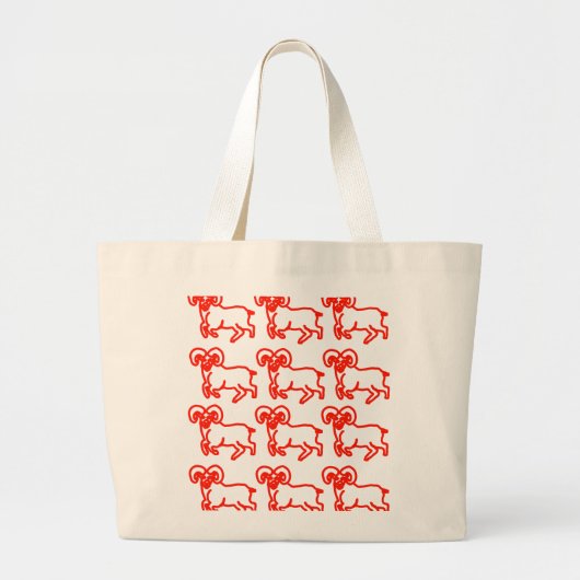 Red Ram Pattern Tote Bag ラージトートバッグ (正面)