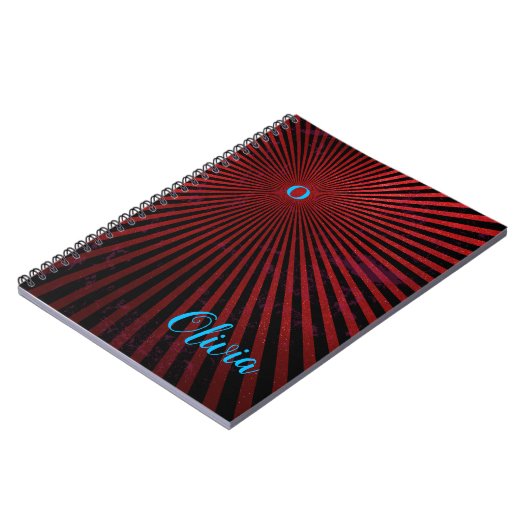 Red Rays抽象芸術パーソナライズされたノートブック ノートブック (左側)