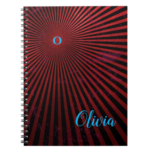 Red Rays抽象芸術パーソナライズされたノートブック ノートブック (正面)