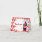 Red Ready to Pop Baby Shower Thank you サンキューカード (正面)