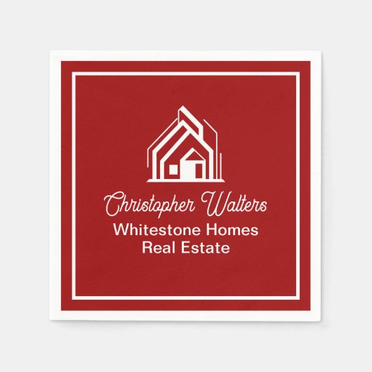 Red Real Estate Company Custom Realtor スタンダードカクテルナプキン (正面)